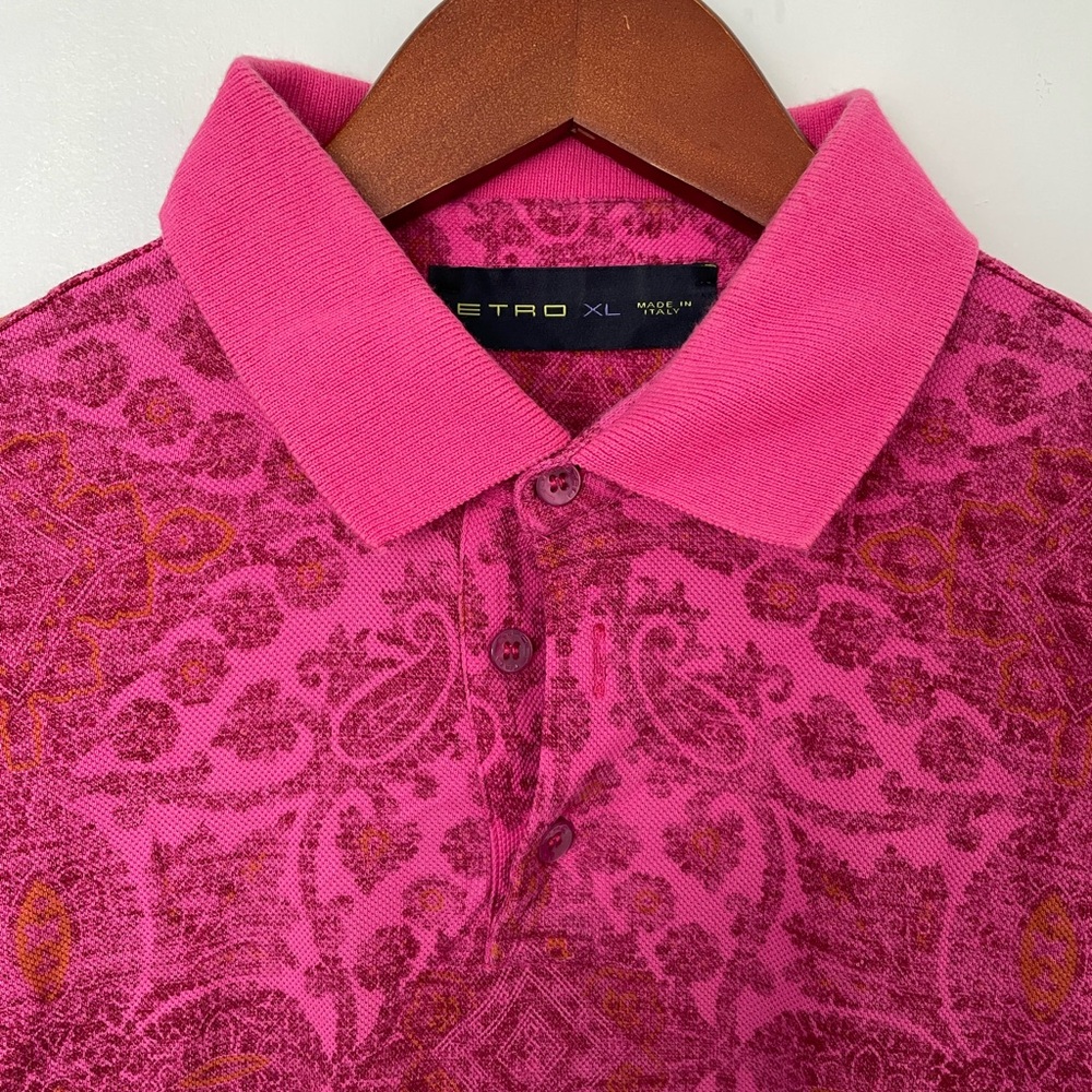 Etro Pink Patterned Polo Shirt - Men's L